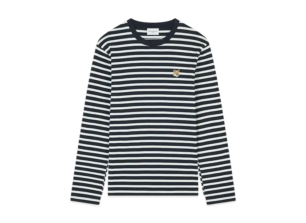 Maison Kitsune Fox Head Patch Regular Marine T-Shirt "Navy Stripes"