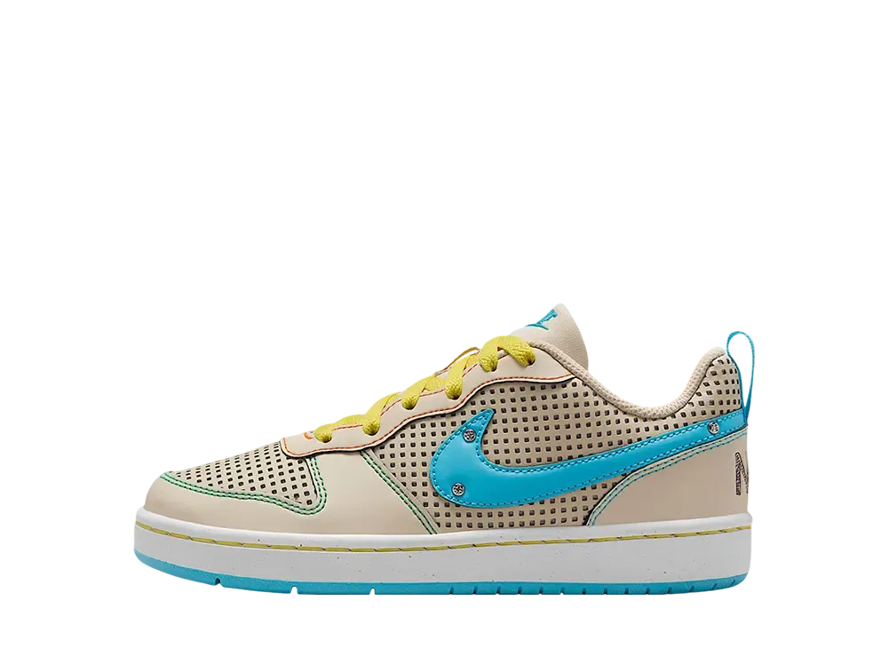 Nike GS Court Borough Low Recraft "Sanddrift/Phantom/Opti Yellow/Baltic Blue"