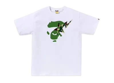 A BATHING APE ABC Camo Ape Face Sta Tee "White/Green"