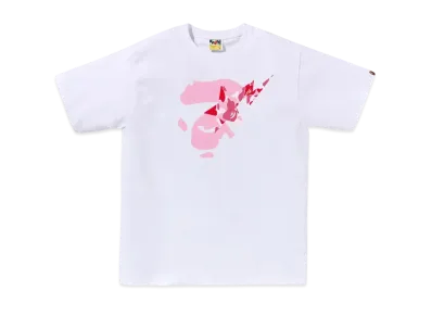 A BATHING APE ABC Camo Ape Face Sta Tee "White/Pink"
