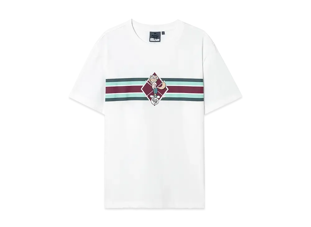 Maison Kitsune Golf Swing Fox Stripe Print T-Shirt "White"