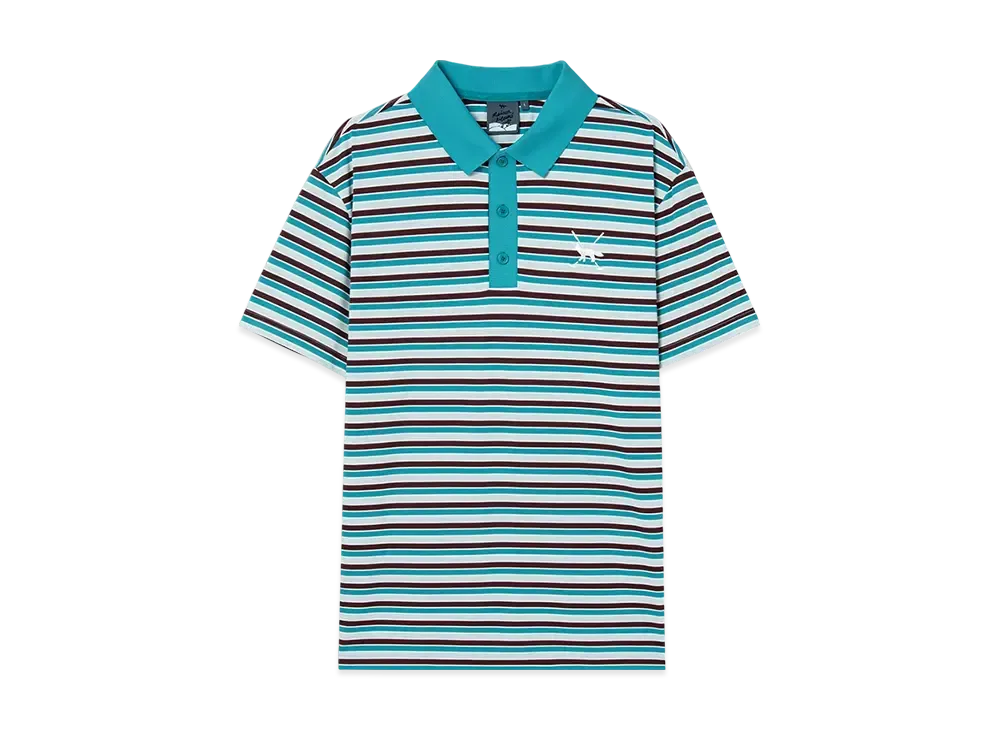 Maison Kitsune Golf Stripe Polo "Blue Green"