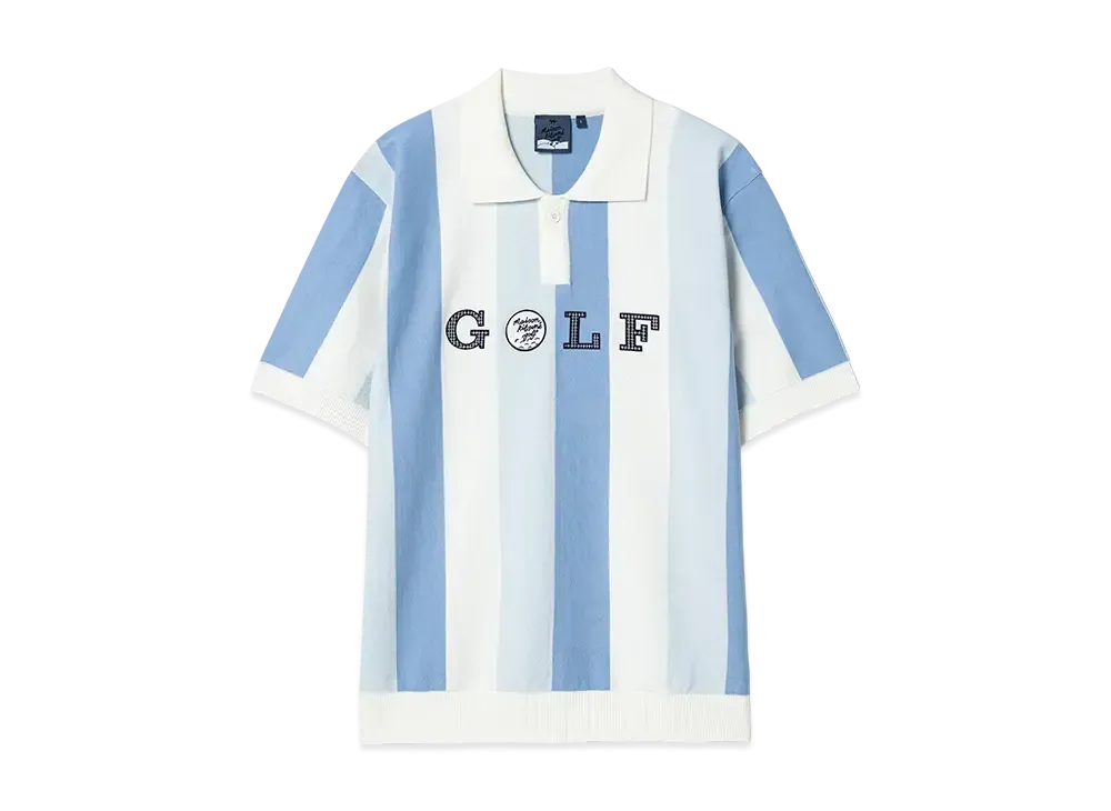 Maison Kitsune Golf Stripe Knit Polo "Blue"