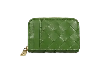 Bottega Veneta Intrecciato Lambskin Zip Around Coin Purse "Avocado"
