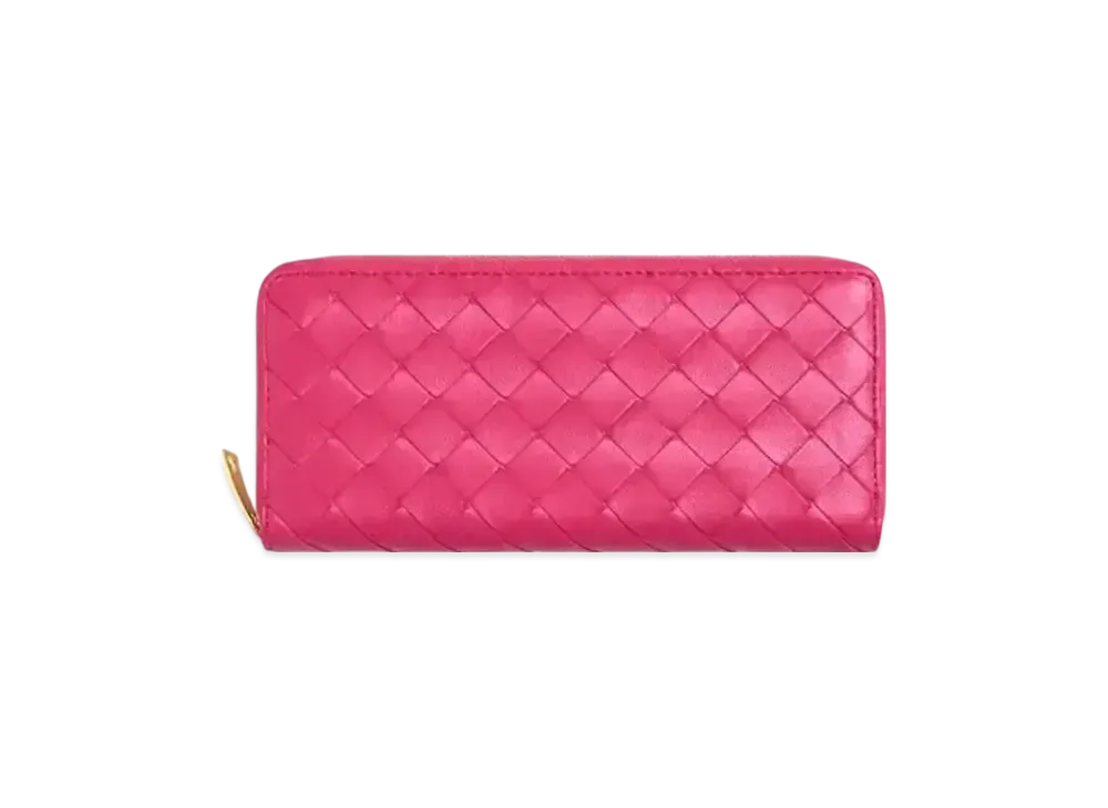 Bottega Veneta Intrecciato Lambskin Zip Around LongWallet "Cranberry"