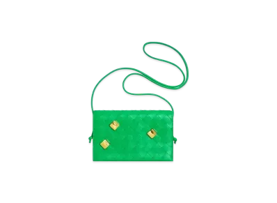 Bottega Veneta Intrecciato Lambskin Calfskin Strap Wallet "Parakeet"