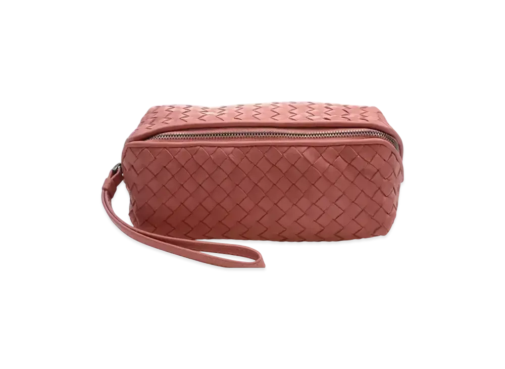 Bottega Veneta Intrecciato Lambskin Cosmetic Pouch "Pink"
