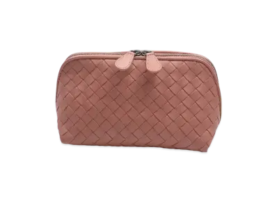 Bottega Veneta Intrecciato Lambskin Cosmetic Pouch "Pink"