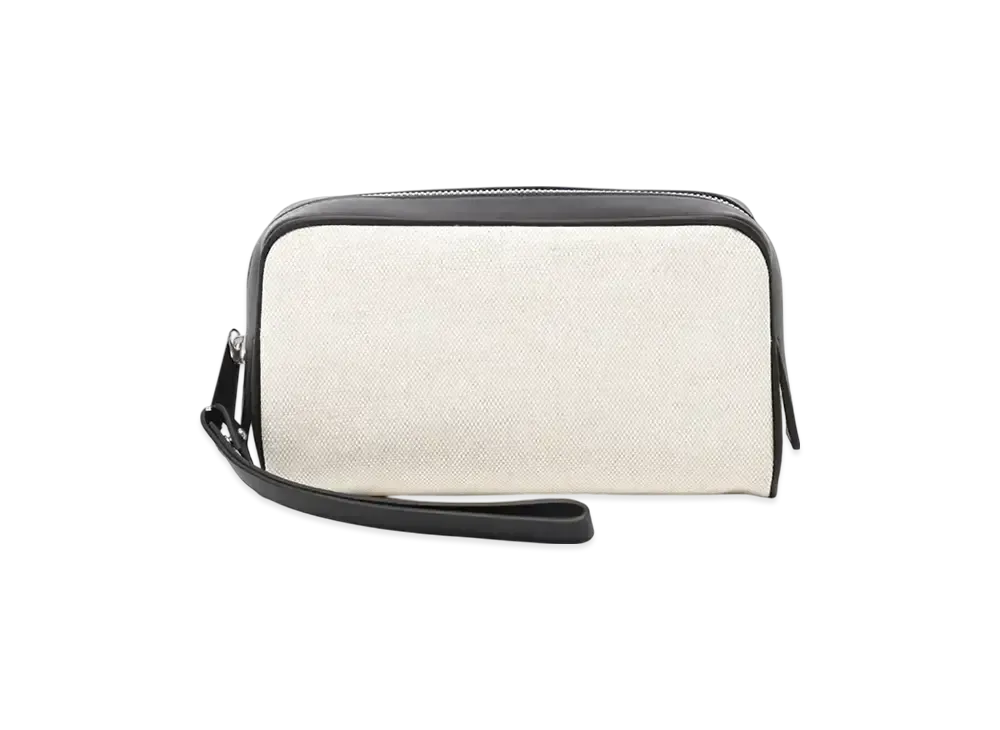 Bottega Veneta Calfskin Canvas Clutch Bag "White/Black"