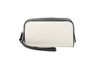 Bottega Veneta Calfskin Canvas Clutch Bag "White/Black"