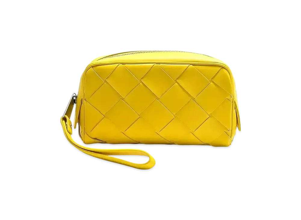 Bottega Veneta Intrecciato Small Lambskin Pouch "Yellow"