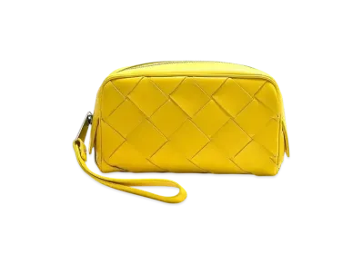Bottega Veneta Intrecciato Small Lambskin Pouch "Yellow"
