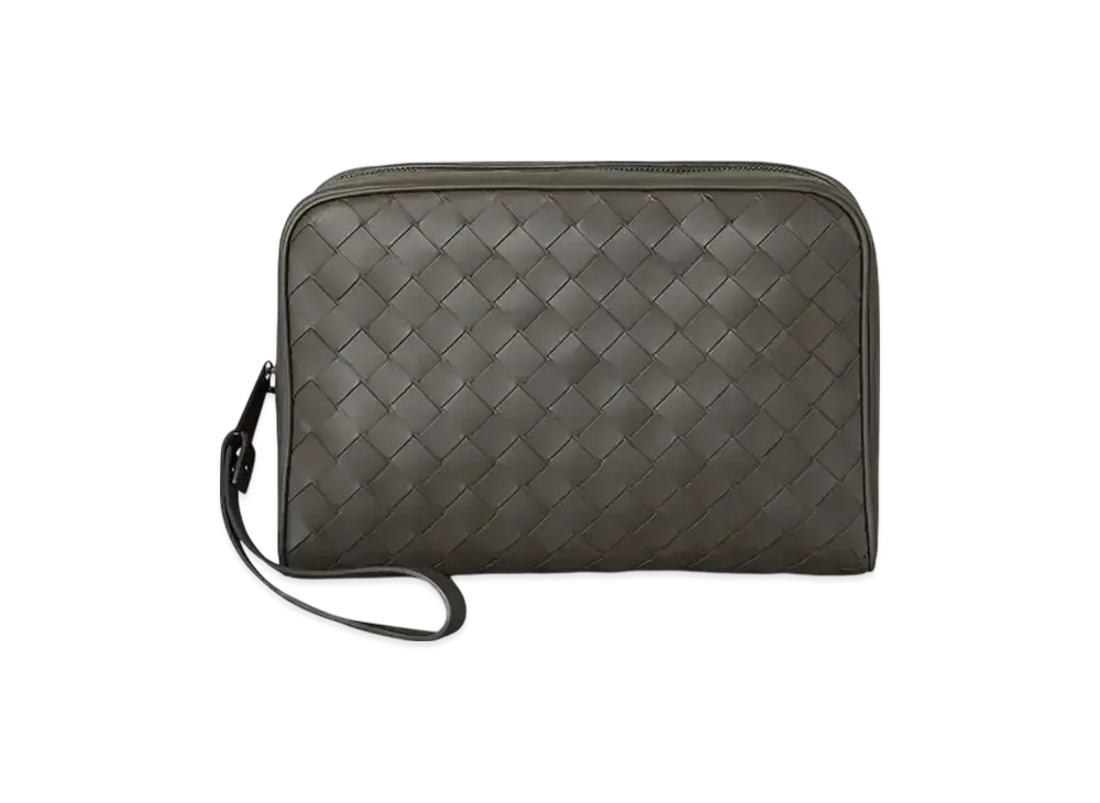 Bottega Veneta Intrecciato Calfskin Wrist Strap Clutch "Light Graphite"