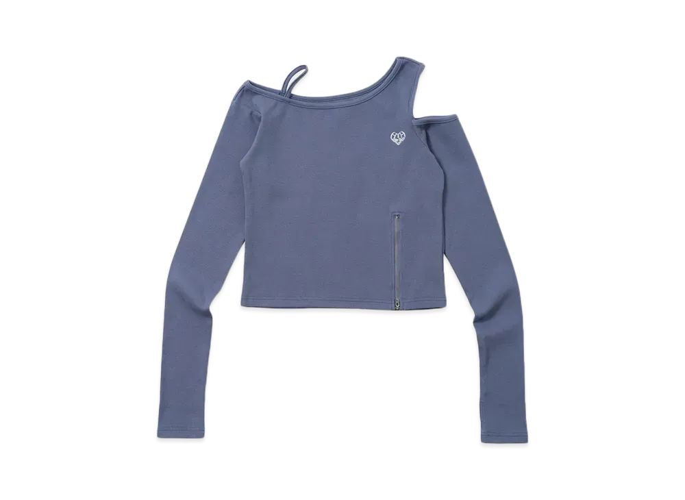 HTH rib shoulder long tee "BLUE"