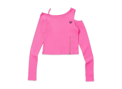 HTH rib shoulder long tee "PINK"