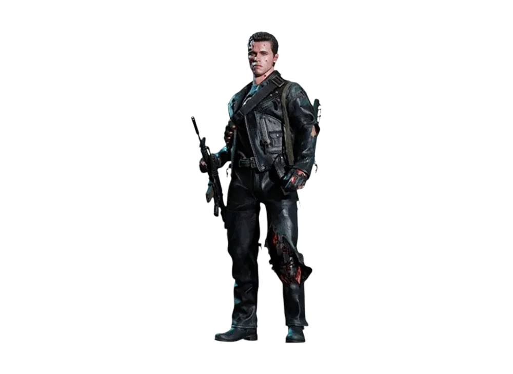 Hot Toys "Movie Masterpiece Deluxe" -Terminator 2- 1/6 Scale Fully Poseable Figure: T-800 (Battle Damaged Version)