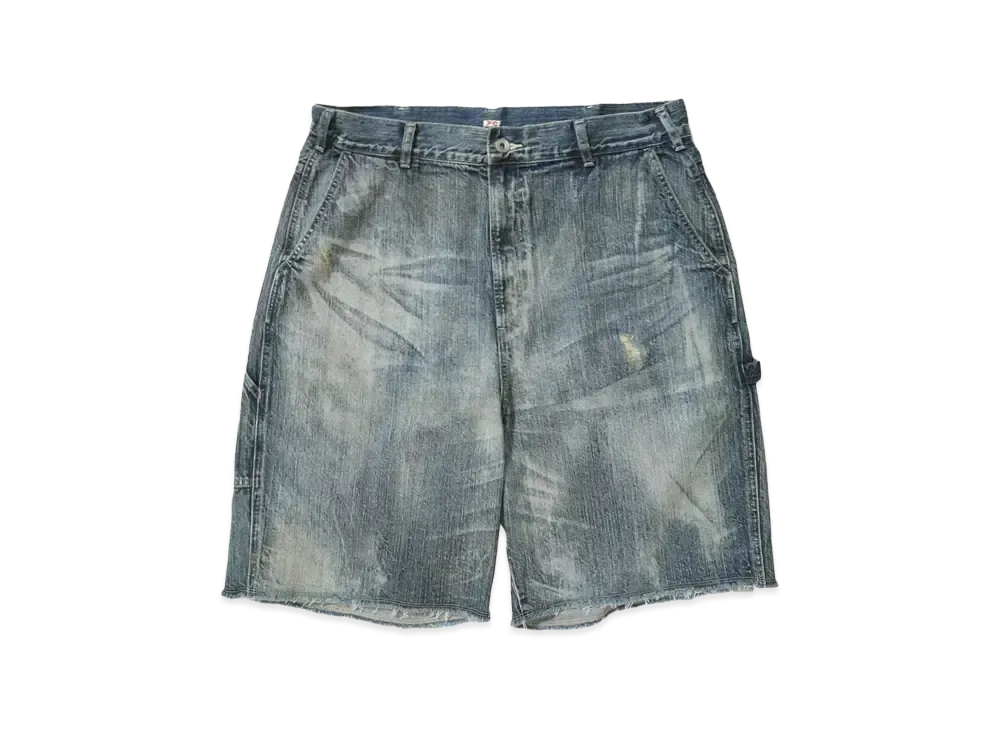 PORTER CLASSIC STEINBECK DENIM PAINTER SHORTS VINTAGE CUSTOM "BLUE"
