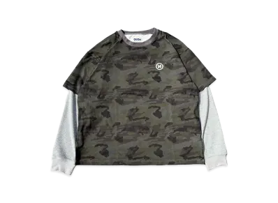 9090 Ameba Logo Docking Long Tee "GREEN CAMO"
