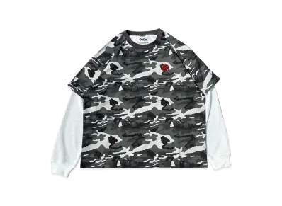 9090 Ameba Logo Docking Long Tee "GRAY CAMO"