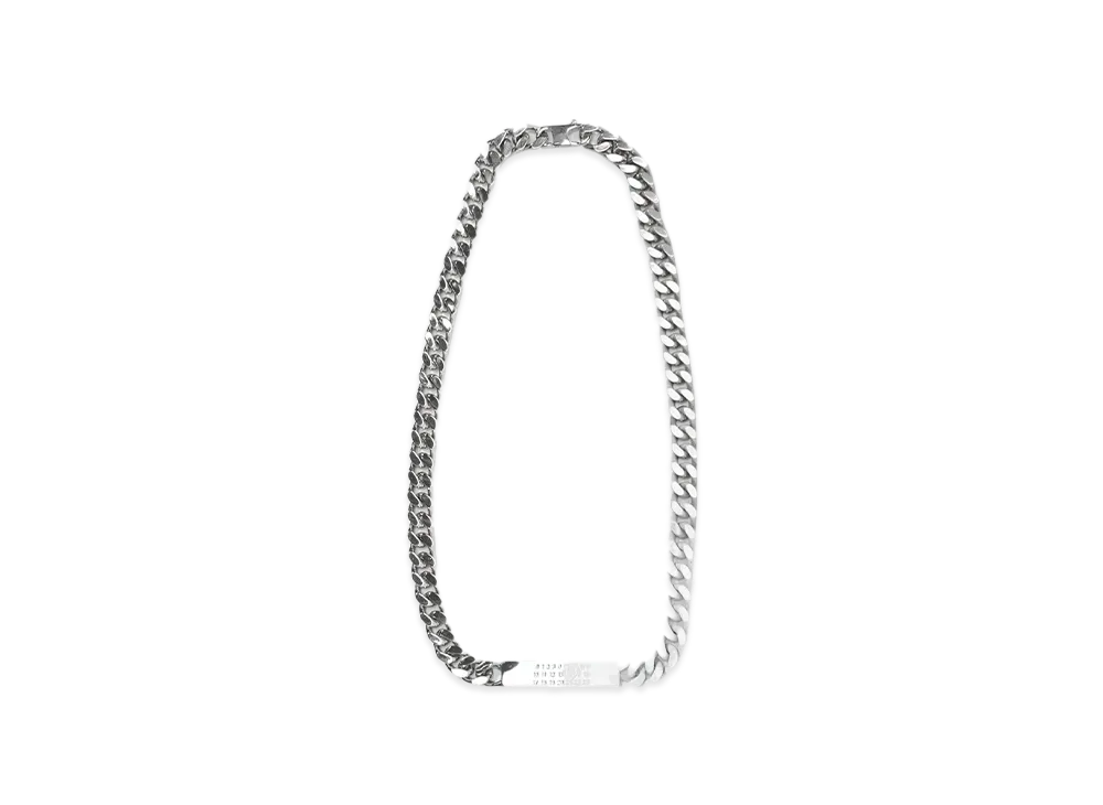 MM6 Maison Margiela Minimal Logo Id Tag Curb Necklace "Palladio Polished/ White"