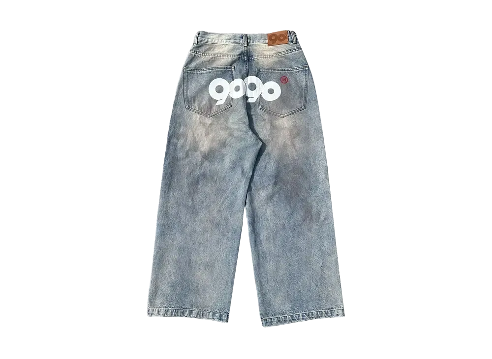 9090 9090 OG Logo Painted Denim Pants 