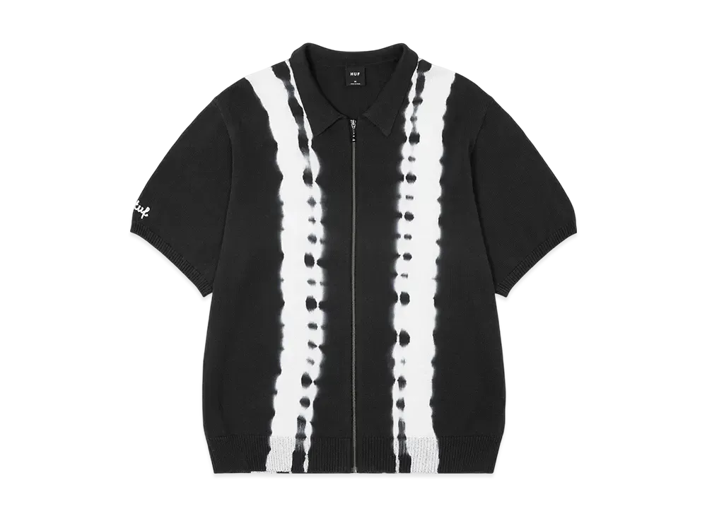 HUF Garden Center Bleach Dyed Knit Polo "Black"