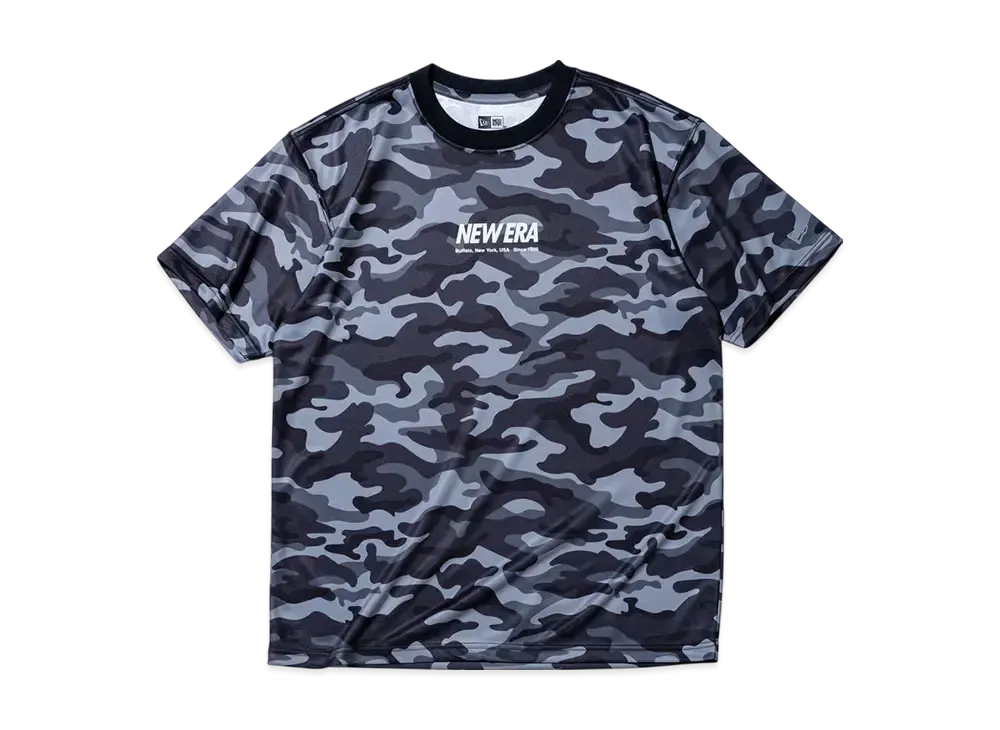NEW ERA Performance Apparel Short Sleeve Tech T-Shirt Wordmark Logo Woodland Camo Regular Fit "Black"