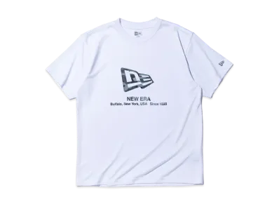 NEW ERA Performance Apparel Short Sleeve Tech T-Shirt Flag Logo Woodland Camo Regular Fit "White"