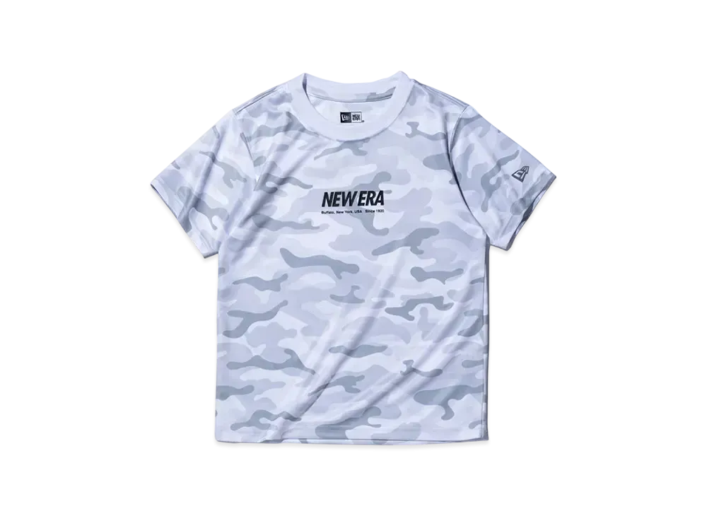 NEW ERA Performance Apparel Youth Short Sleeve Tech T-Shirt Wordmark Logo Woodland Camo "White"