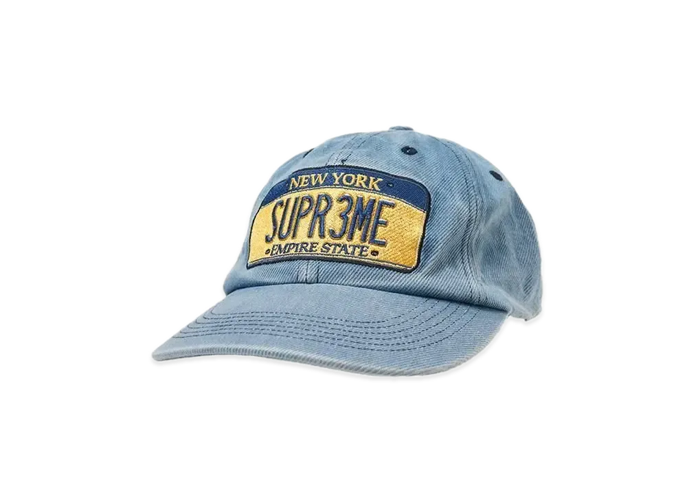 Supreme License Plate 6-Panel "Washed Blue"