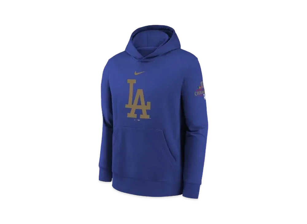 MLB Los Angeles Dodgers 2025 Gold Collection Youth Nike Primary Logo Club Fleece Pullover Hoodie "Royal"