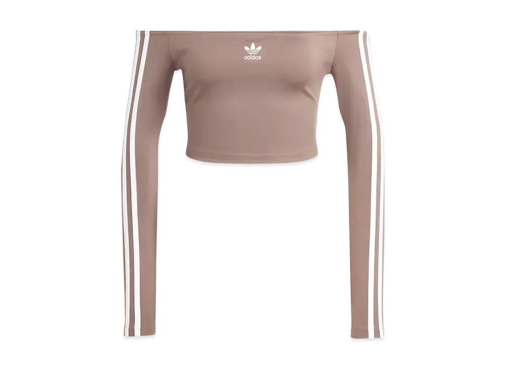 adidas Adicolor Off Shoulder Long Sleeve T-shirt "Trace Brown"