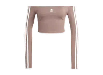 adidas Adicolor Off Shoulder Long Sleeve T-shirt "Trace Brown"