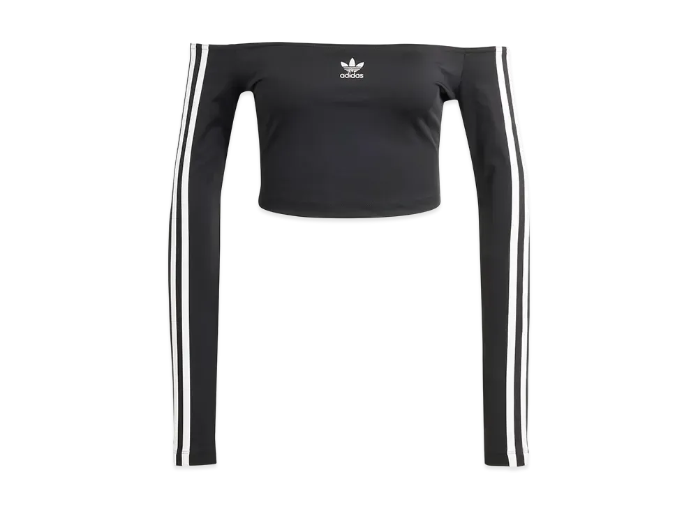 adidas Adicolor Off Shoulder Long Sleeve T-shirt "Black"
