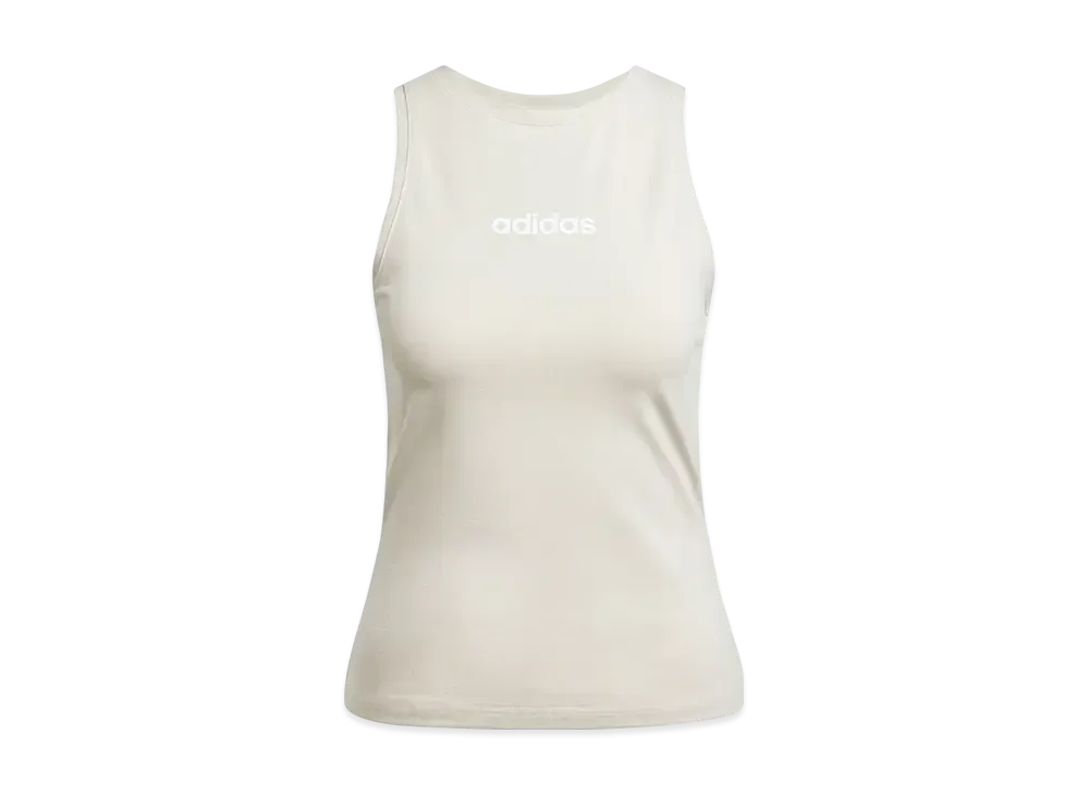 adidas Essentials Linear Slim Cotton Tank Top "Beige/White"
