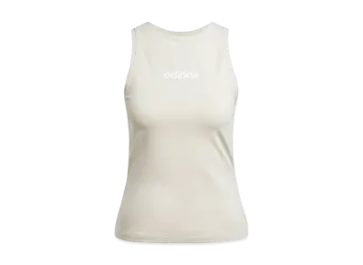 adidas Essentials Linear Slim Cotton Tank Top "Beige/White"
