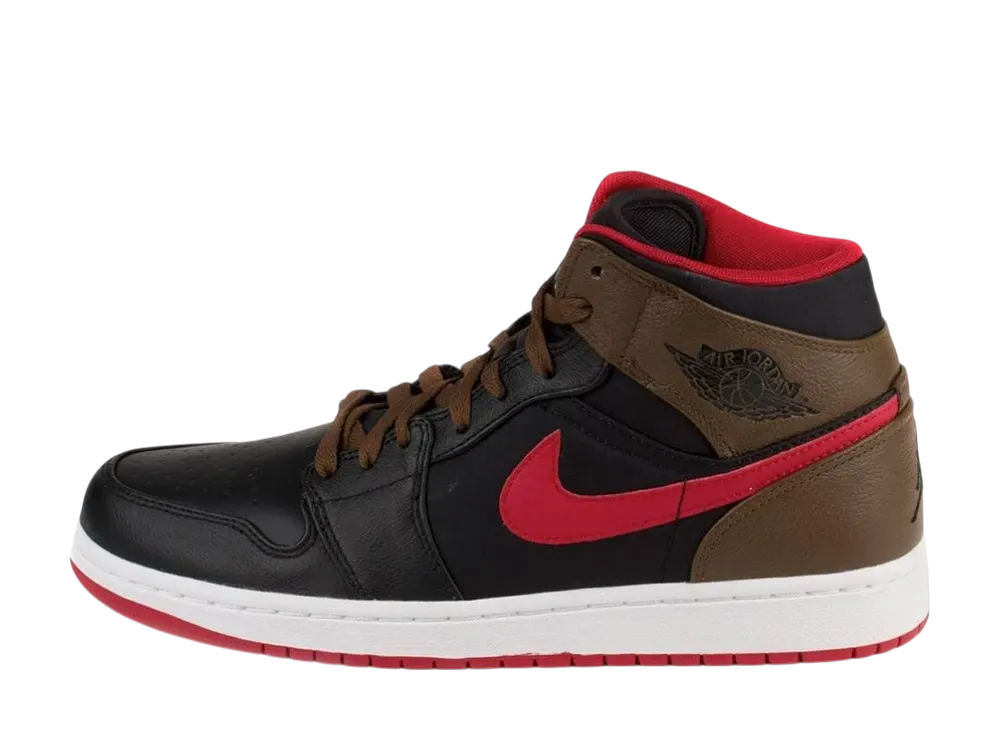 ナイキ エアジョーダン1 ミッド ファット "ブラック レッド オリーブ"