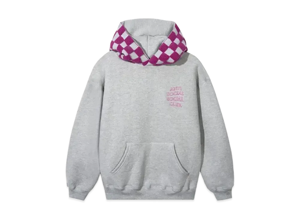 ANTI SOCIAL SOCIAL CLUB Checkered Flag Hoodie "Heather Grey/Pink Hood"