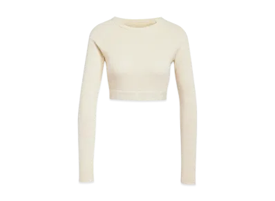 adidas Rib Long Sleeve Crop Top "Cream White"