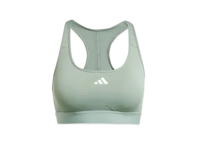 adidas Powerreact Training Medium Support Bra "Silver Green/White"