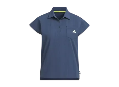 adidas Golf Seersucker Short Sleeve Polo Shirt "Collegiate Navy/Wonder Silver"