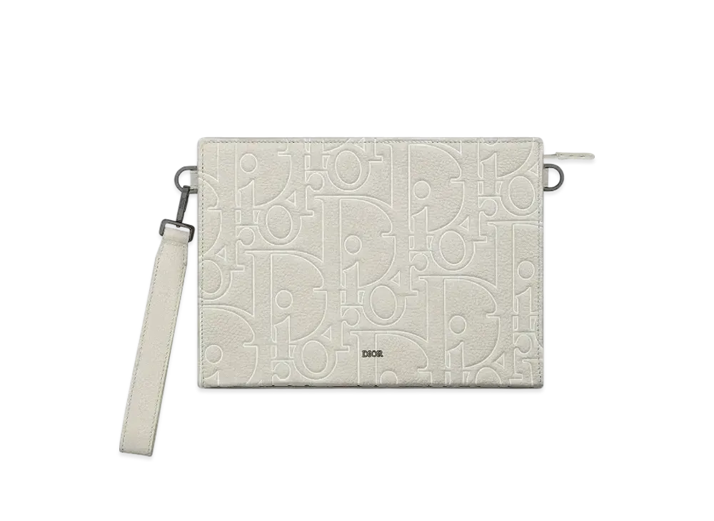 Dior A5 Triangle Pouch Dior Gravity Outline Leather "Beige"