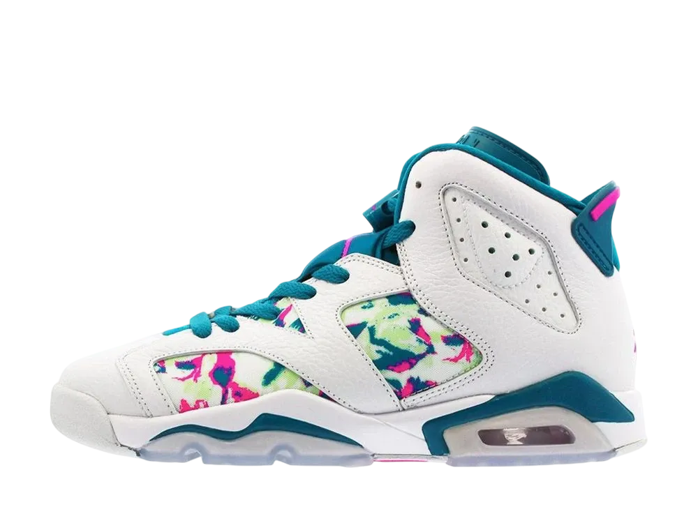 Nike GS Air Jordan 6 Retro "White/Laser Fuchsia/Green Abyss"