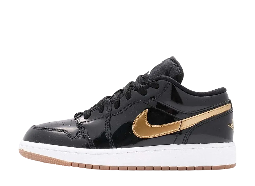 Nike GS Air Jordan 1 Retro Low "Black Gold Patent"