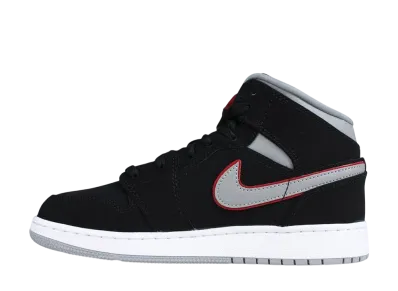 ナイキ エアジョーダン1 ミッド "ブラック パーティクル グレー ジム レッド (GS)"