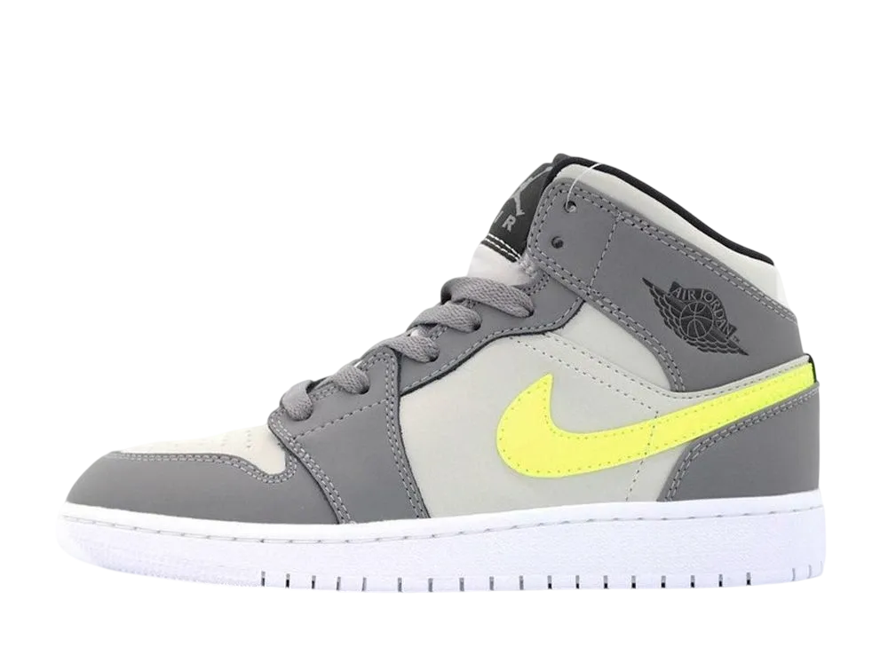 Nike GS Air Jordan 1 Mid "Gunsmoke Volt"