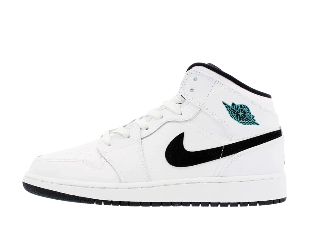 Nike GS Air Jordan 1 Retro Mid "White/Black/Hyper Jade"