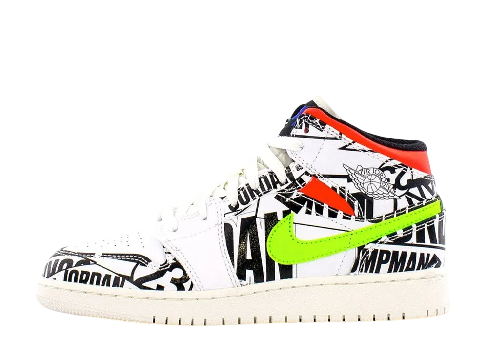 ナイキ エアジョーダン1 ミッド "オール オーバー ロゴス (GS)"