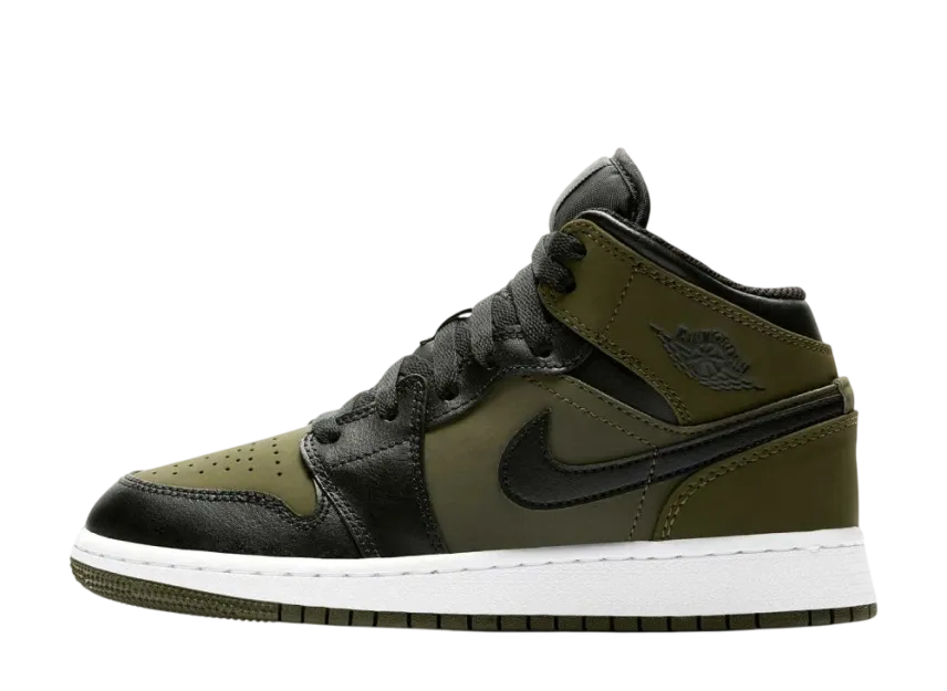 NIKE AIR JORDAN 1 MID OLIVE CANVAS BLACK (GS)の新品/中古フリマ NIKE AIR JORDAN 1 MID OLIVE CANVAS BLACK (GS)の新品/中古フリマ