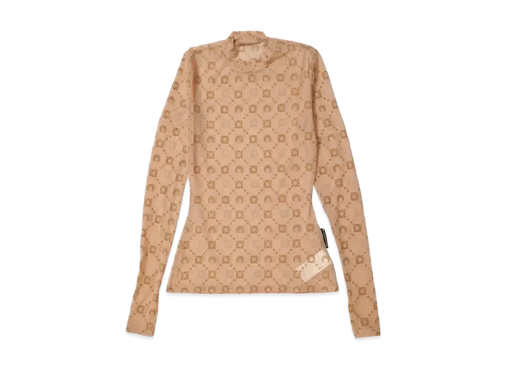 Marine serre RECYCLED MESH FLOCK SS HIGHNECK TOP "CAMEL"